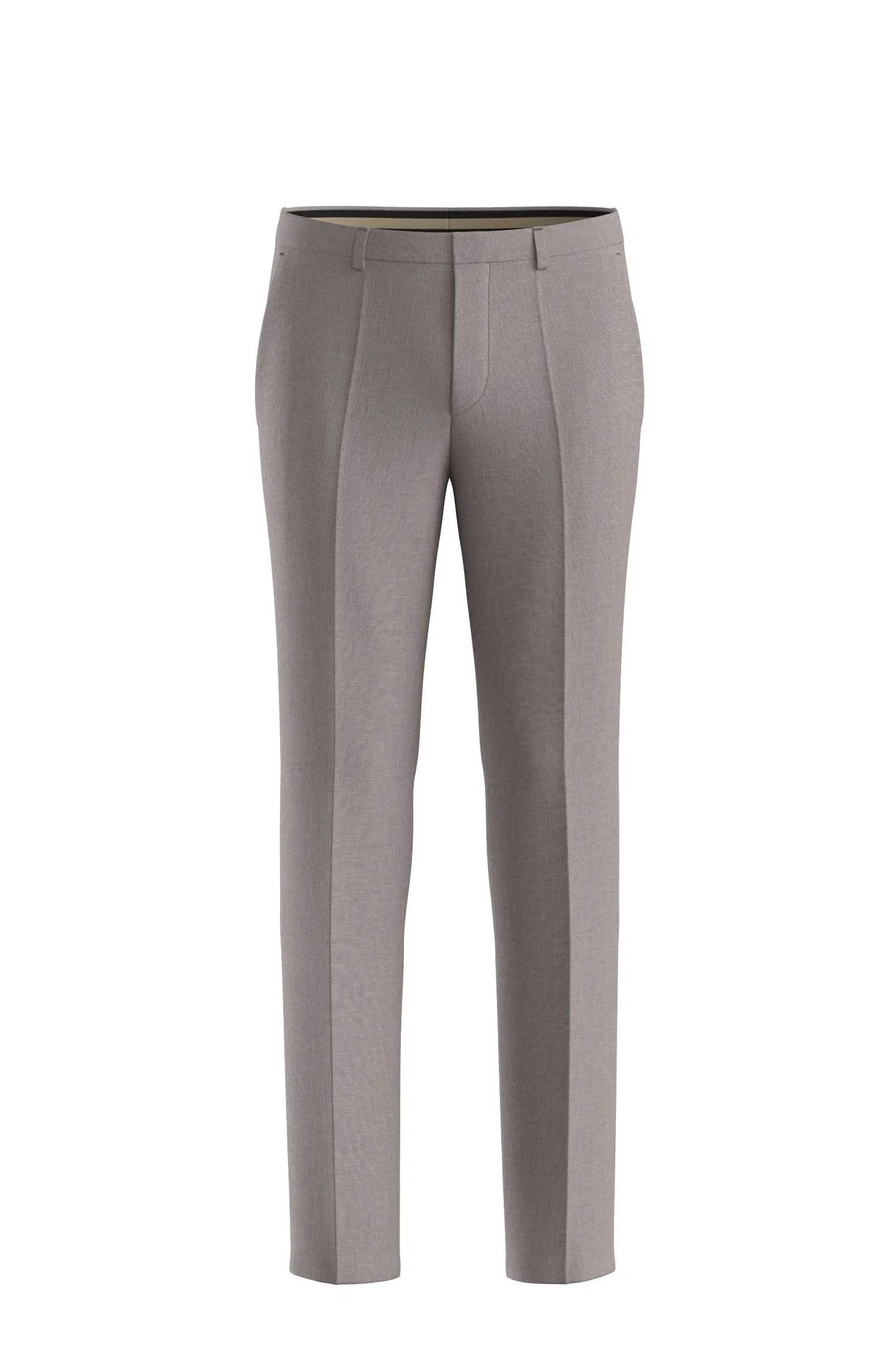 Calça De Algodão E Linho Regular Fit