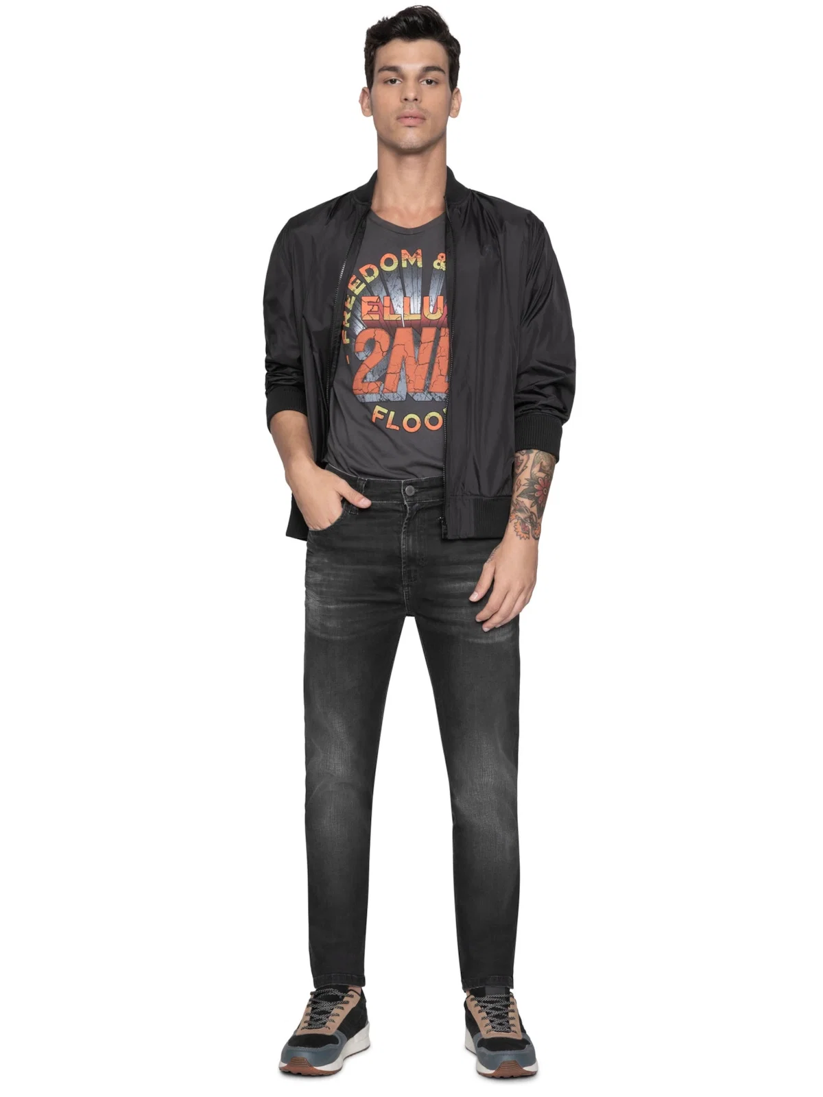 Calça Jeans Intense Black (Stefan) Slim Silver Gray Mescla