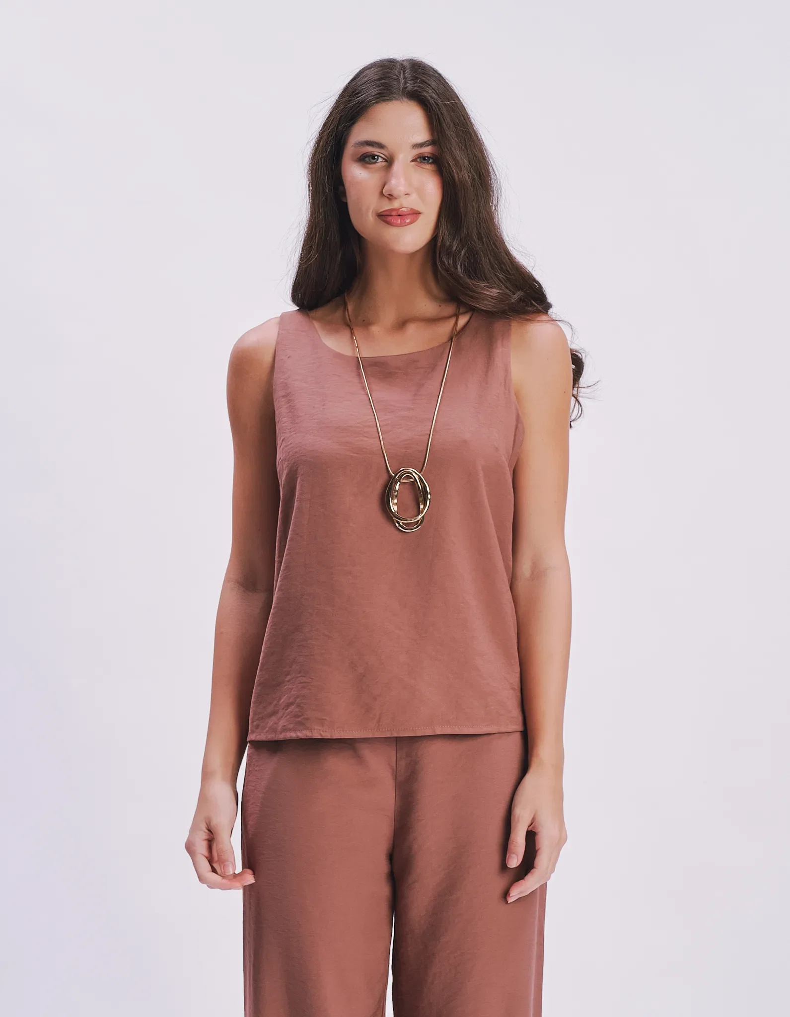 Blusa Sem Manga Alfaiataria - Marrom Claro — imagem 1