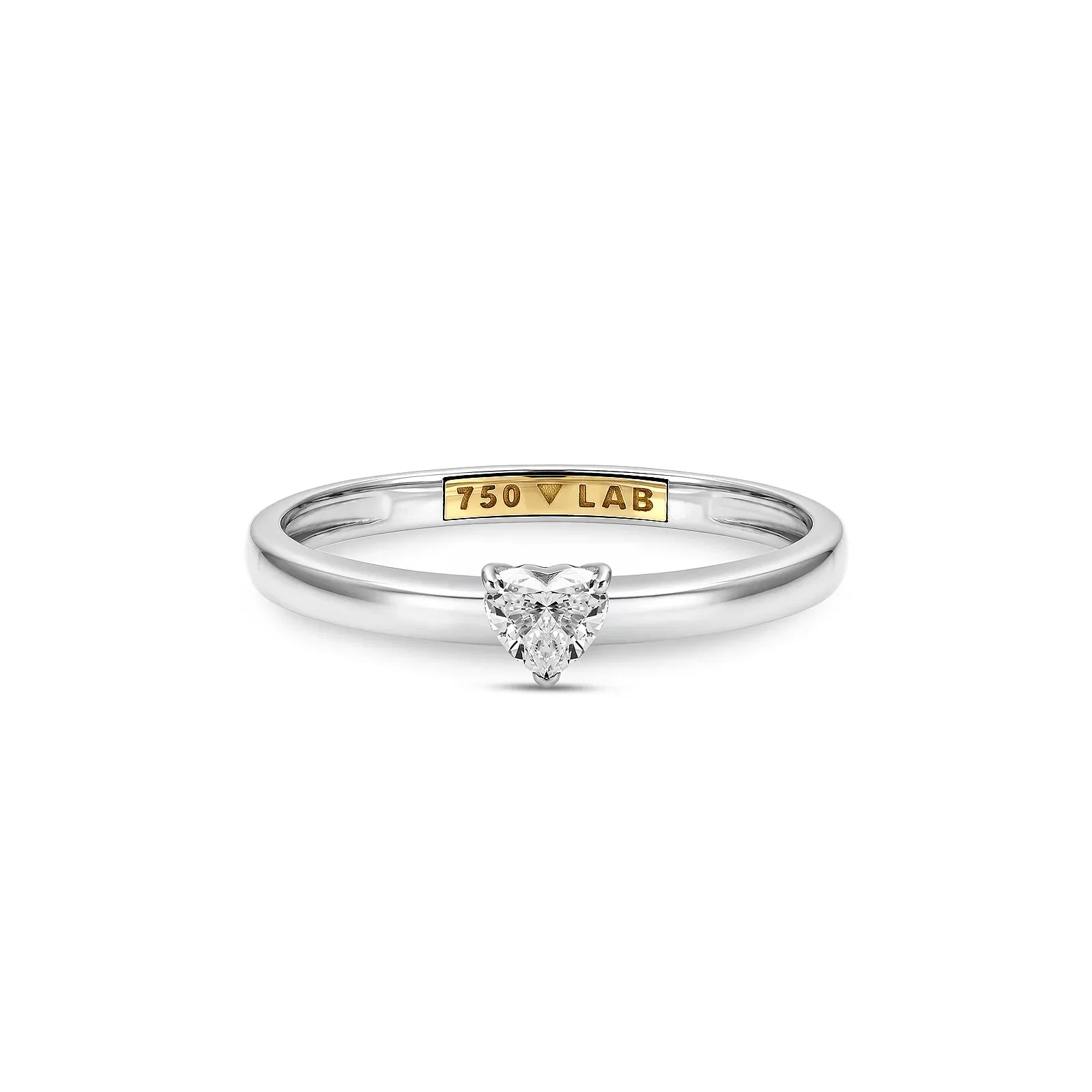 Anel Solitário Cielo Coração em Ouro Branco 18k com 0,2ct de Diamante de Laboratório — imagem 1