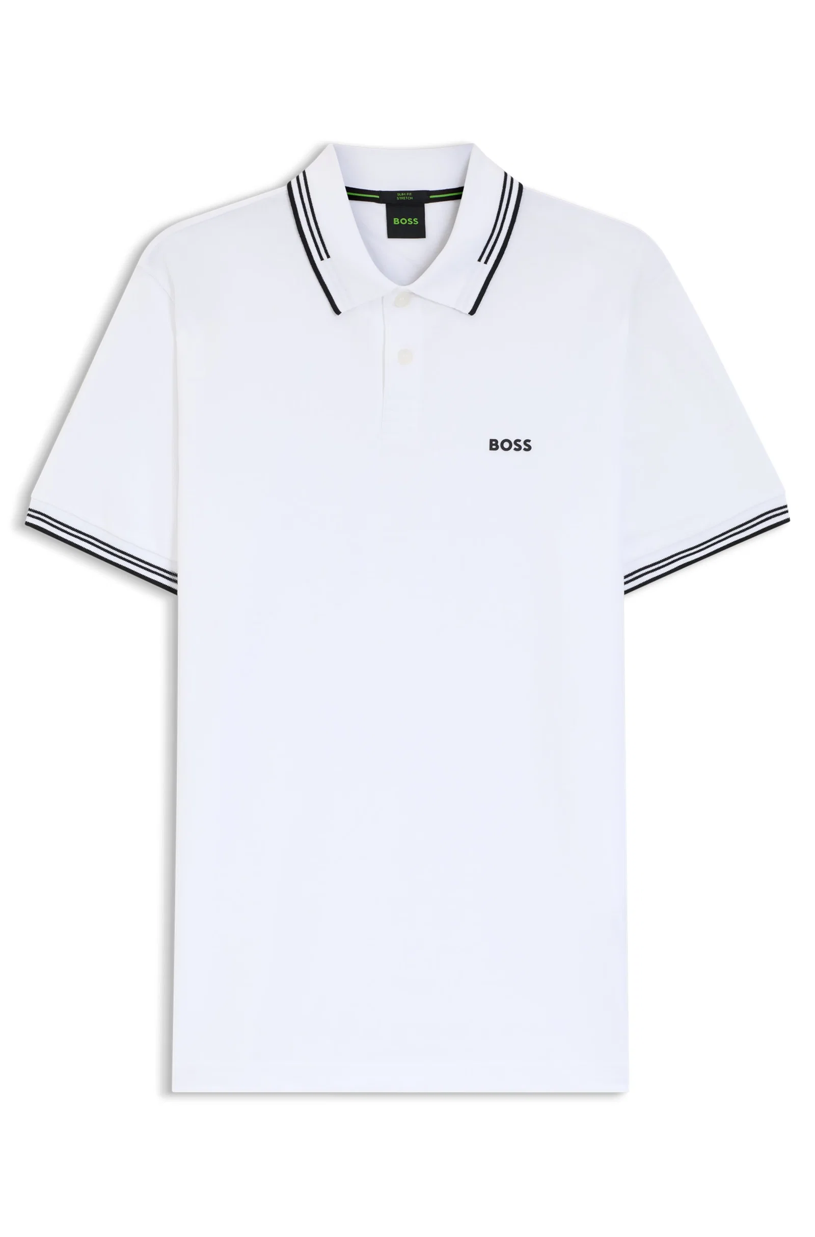 Polo Slim Fit Em Algodão Elástico Com Marca
