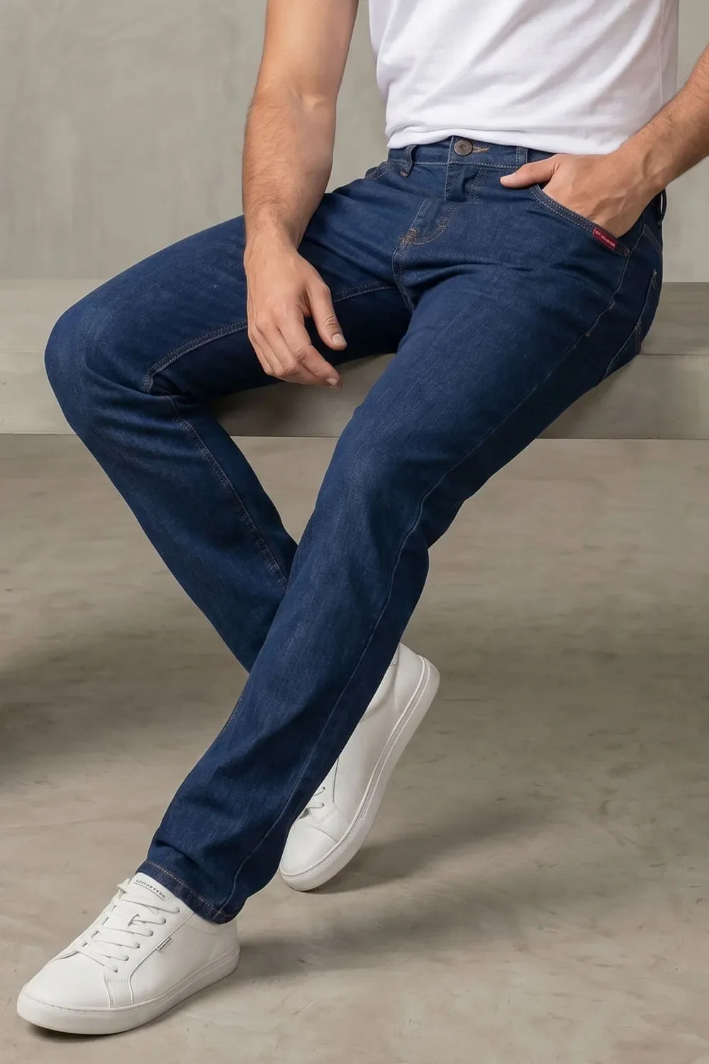 Calça Jeans Slim Confortável Polo Wear Jeans Escuro