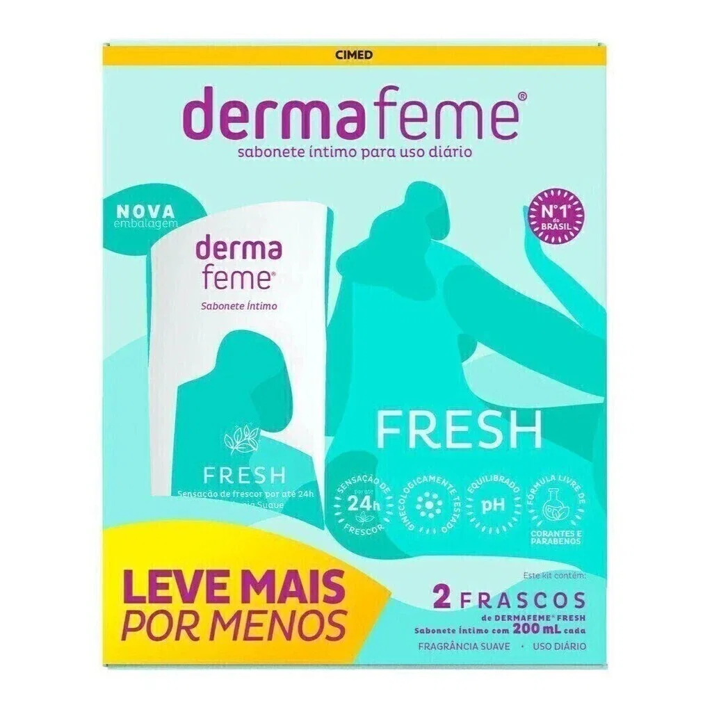 Kit Sabonete Íntimo Dermafeme Fresh 200ml 2 Unidades