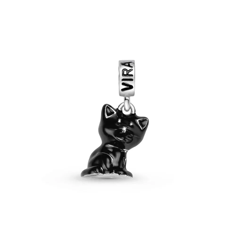 Pingente Life Animal Gato Preto em Prata 925 com Esmalte — imagem 1