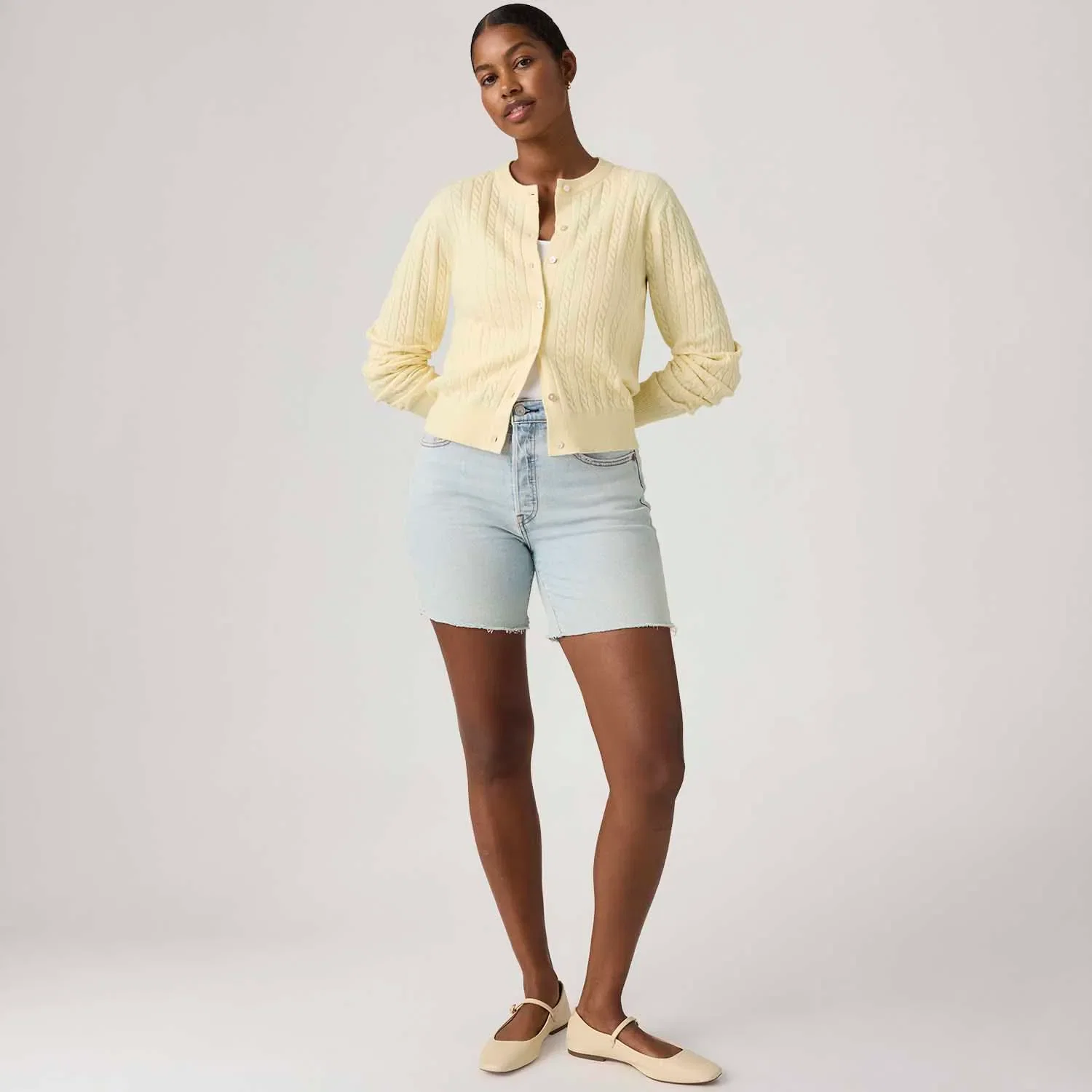Shorts Jeans Levi's® 501® Mid Thig Lavagem Clara