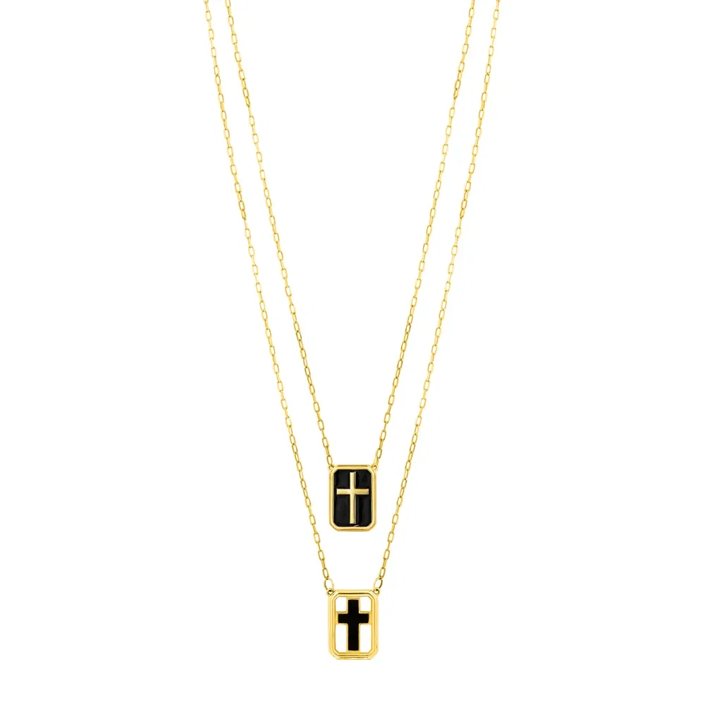 Escapulário Cruz em Ouro Amarelo 18k com Esmalte, 70cm — imagem 1