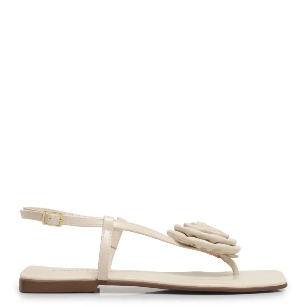 Rasteira Off White Flor