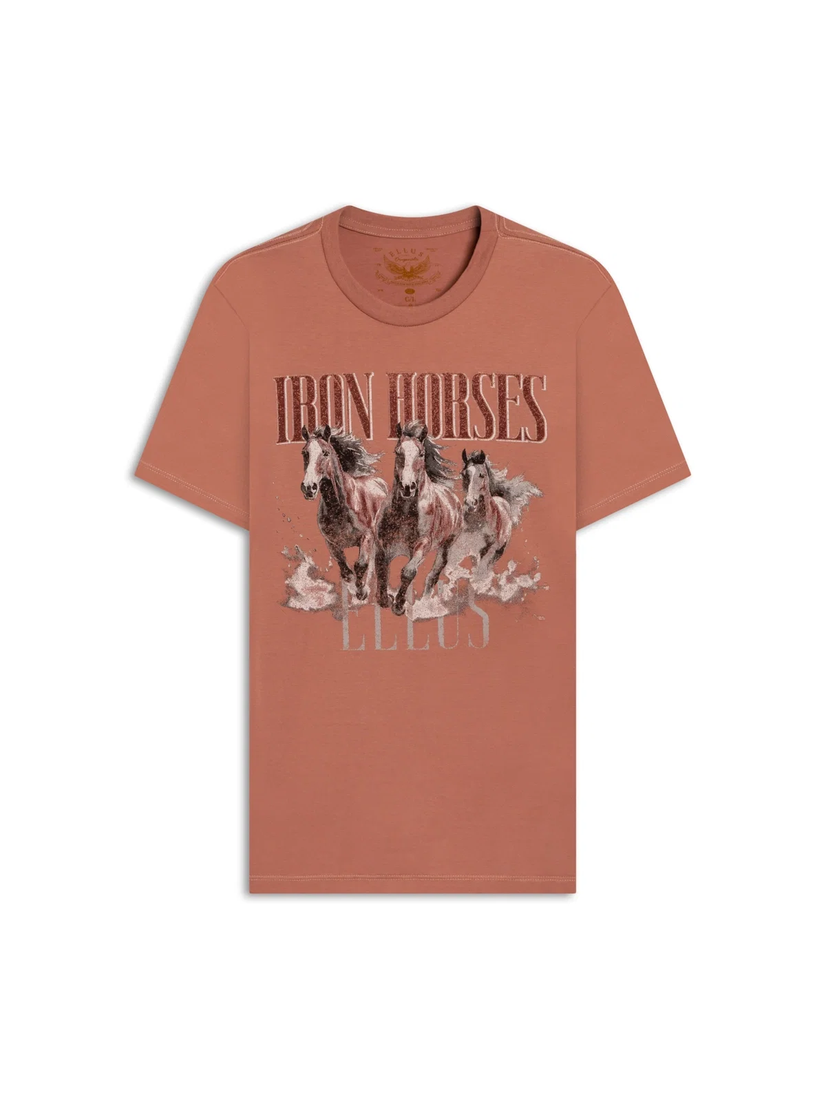 T-Shirt Cotton Fine Iron Horses Telha — imagem 1