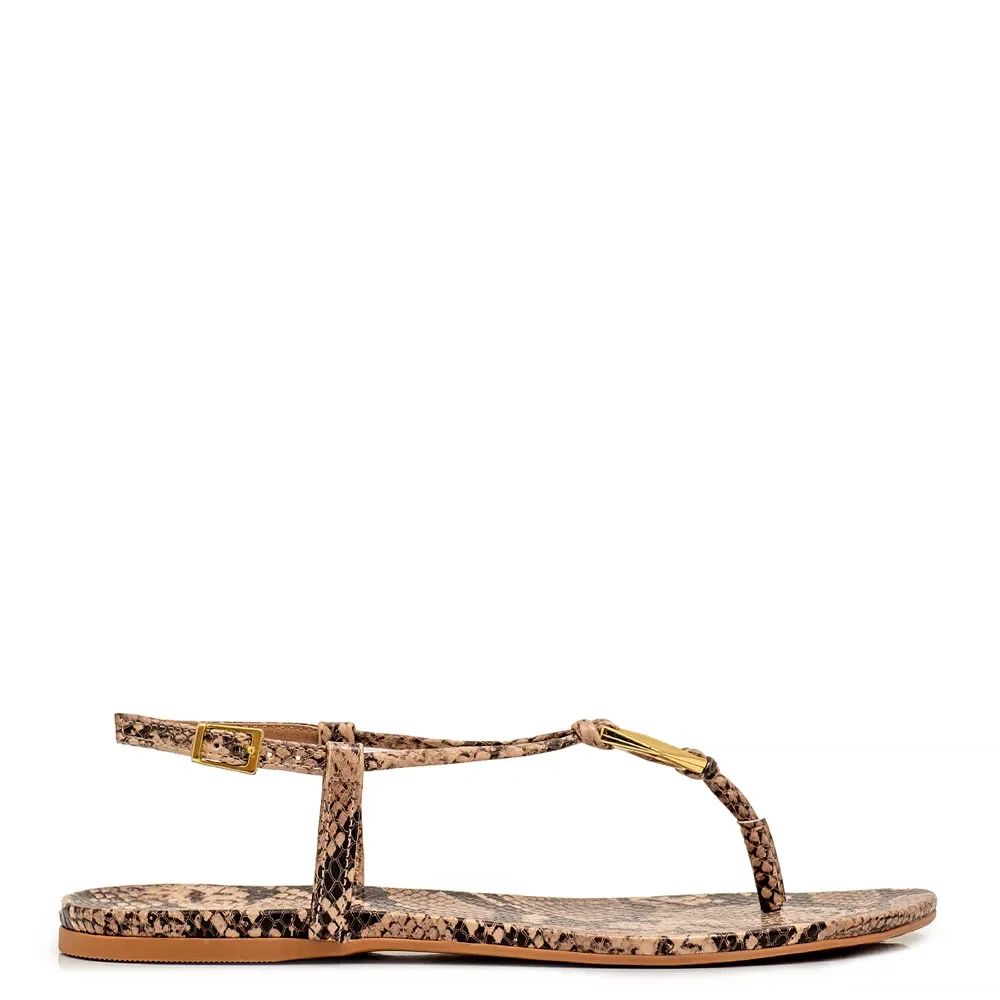 Rasteira Animal Print Enfeites Nude — imagem 1