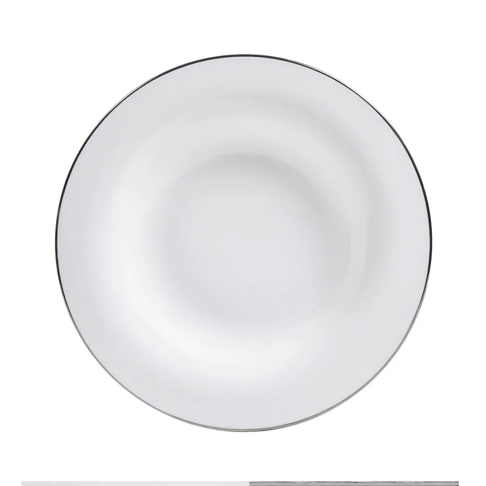 Prato Fundo Silver em Porcelana 24,5cm Strauss Branco — imagem 1