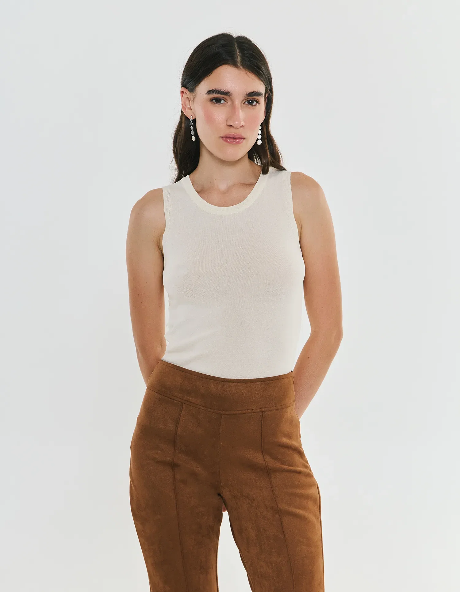 Blusa Tricot Decote Redondo - Creme — imagem 1
