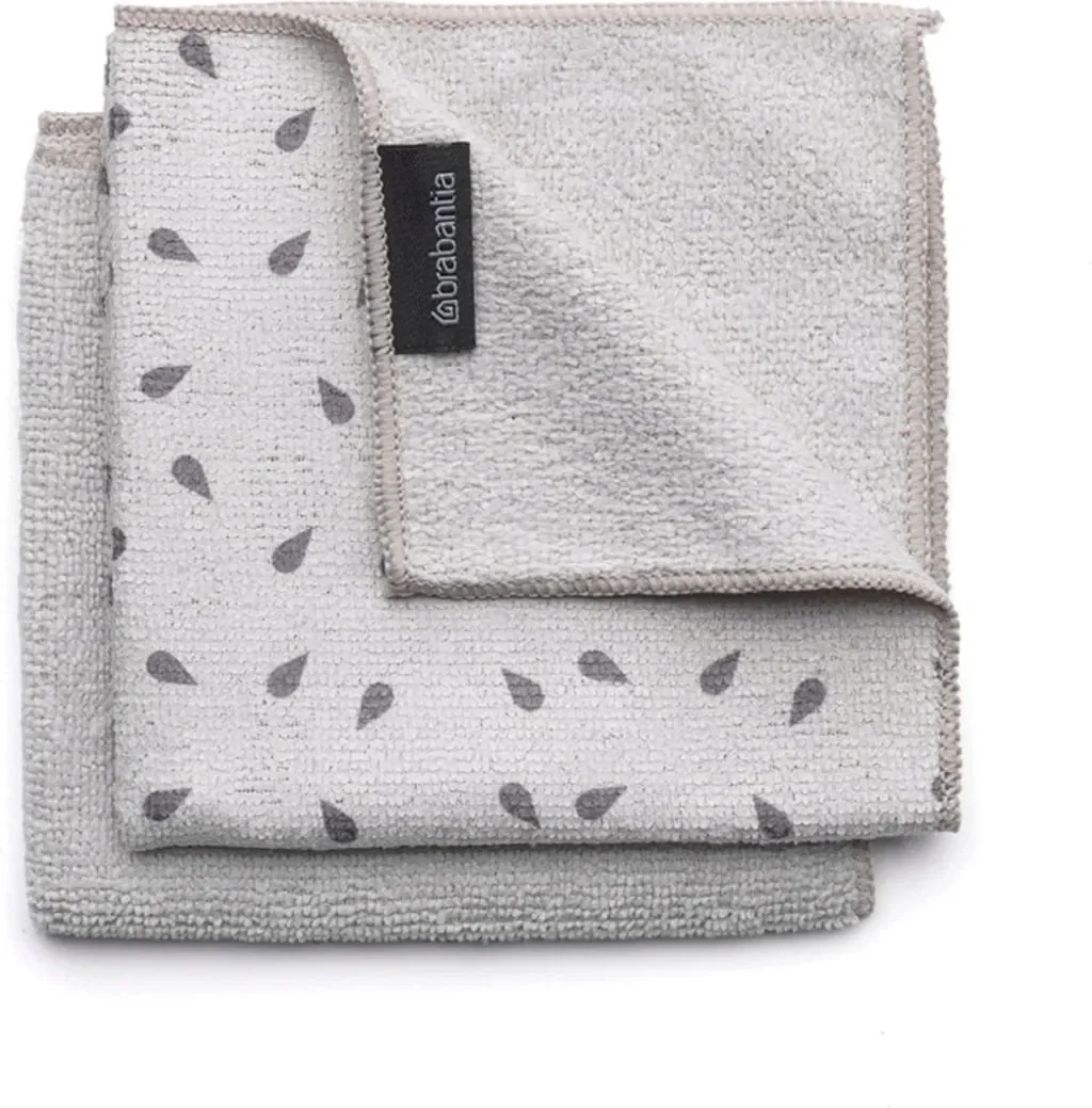 2 Panos de Limpeza Microfibra Dots 30x30cm Brabantia Cinza Escuro
