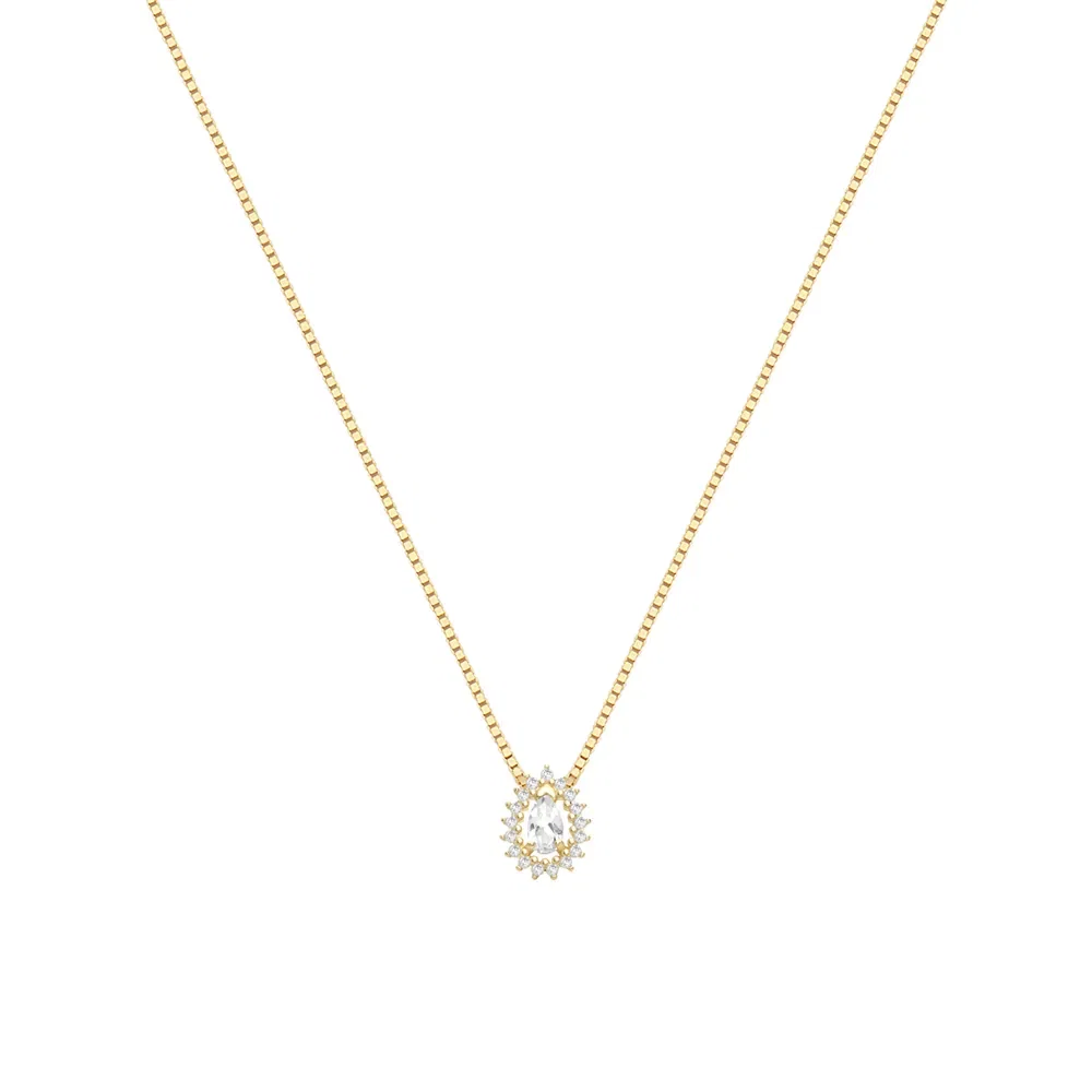 Pingente Classic Oriental em Ouro Amarelo 18k com Topázio Incolor e Diamantes, 10mm — imagem 1