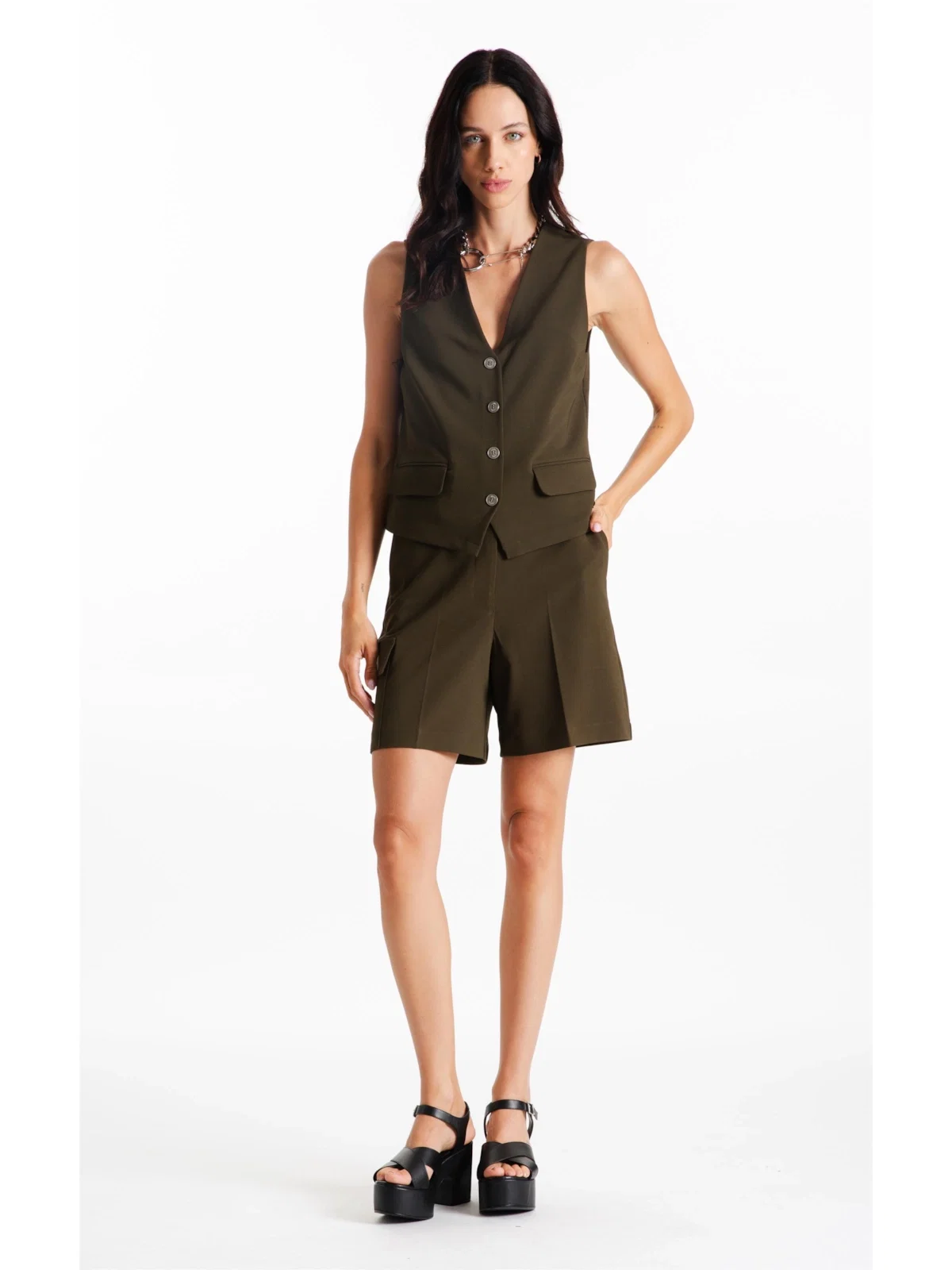 Bermuda Crepe Way Faca Skate Musgo