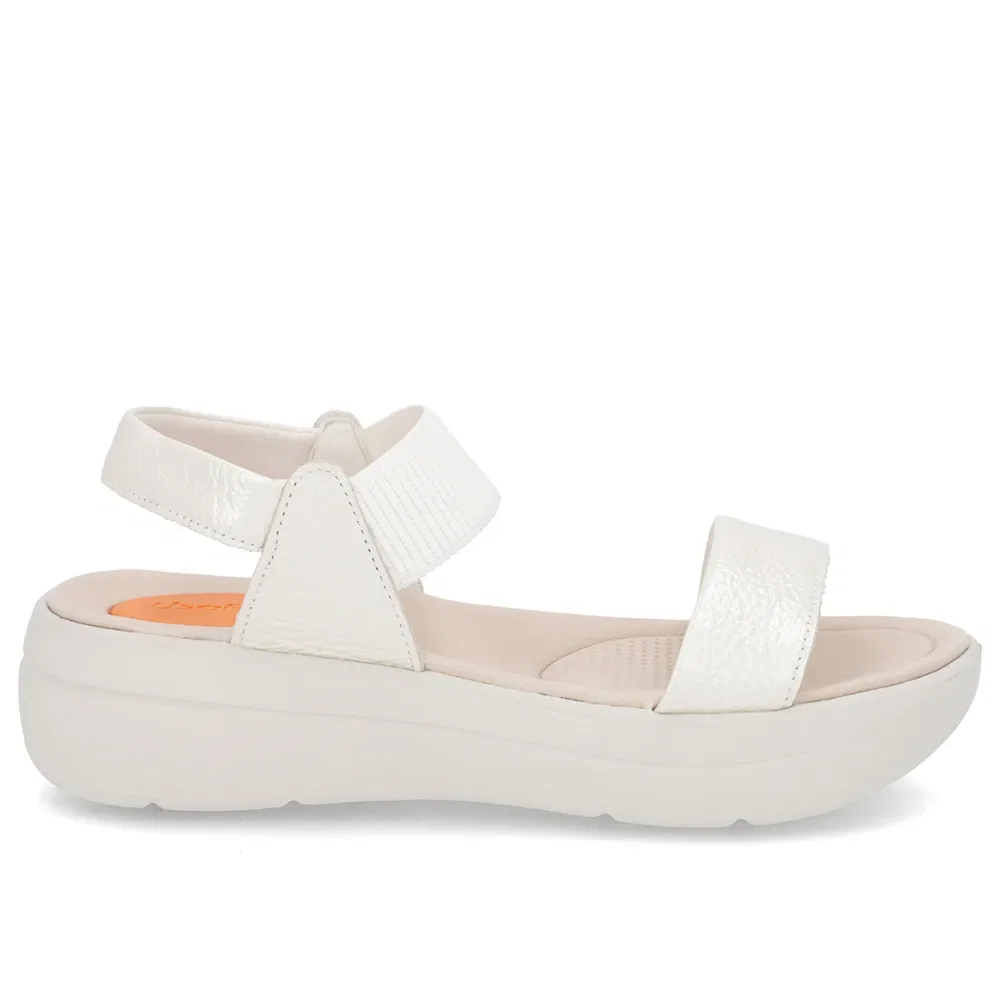 Sandália Papete Off-White Perolada Couro Elástico