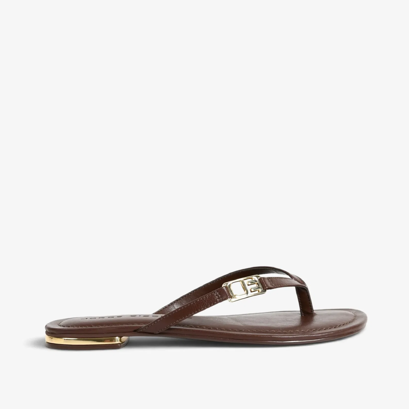 Chinelo Flat Marrom Café Couro