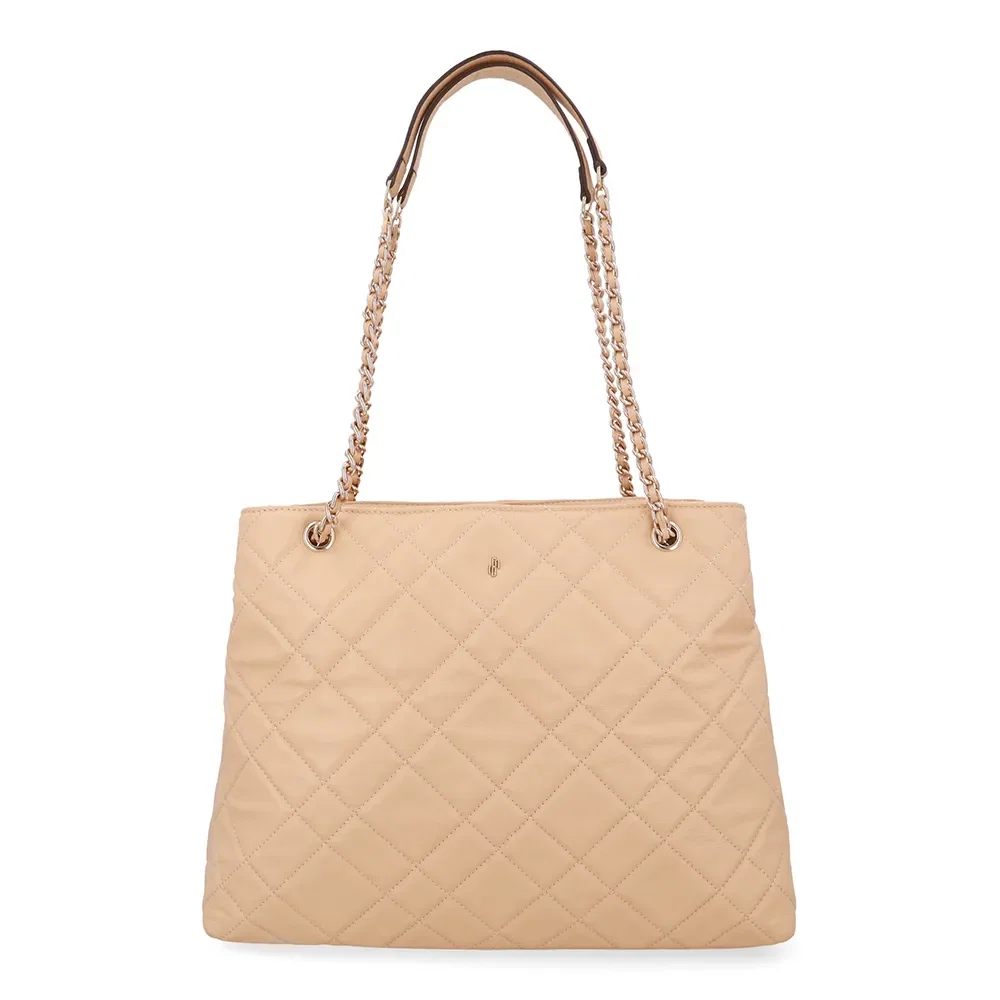 Bolsa Shopper Couro Bege Matelassê