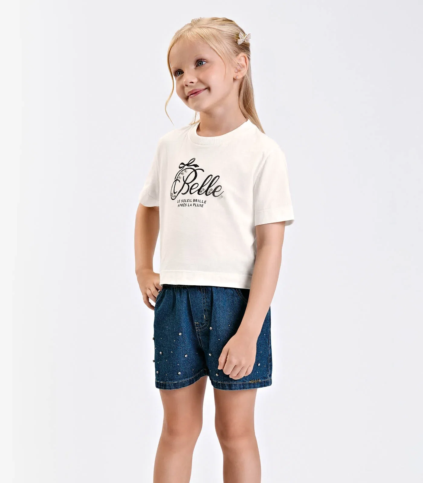 Shorts Verão Menina Curto Jeans Trick Nick Azul