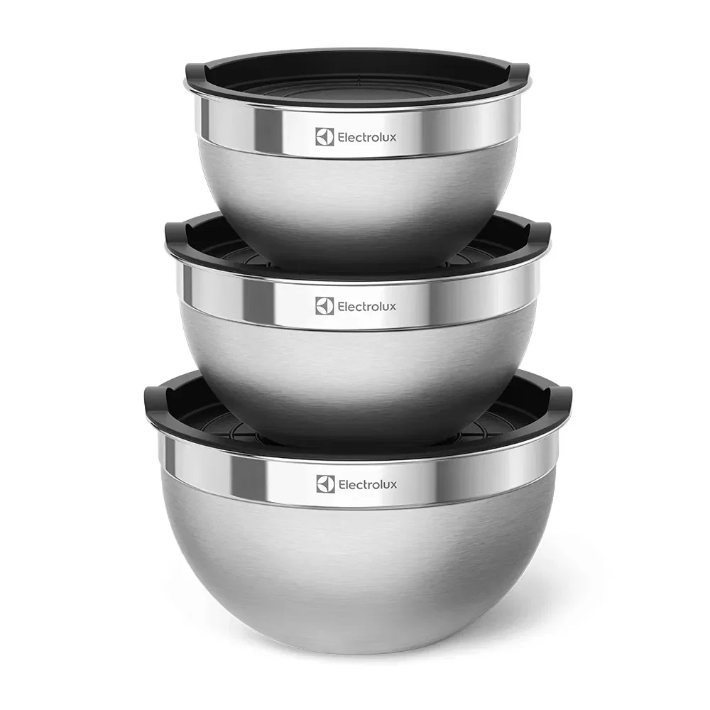 Conjunto Bowls de Inox Electrolux com Tampa Plástica 3 Peças — imagem 1