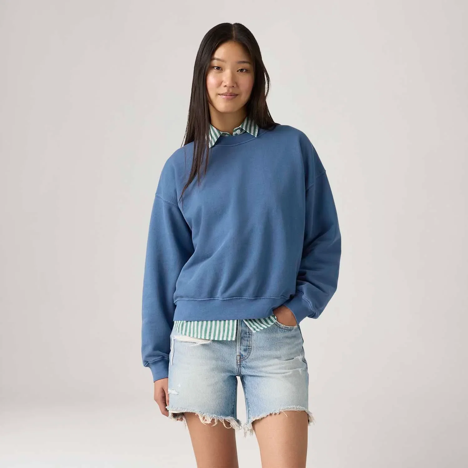Moletom Levi's® Boxy Crewneck French Terry Azul — imagem 1