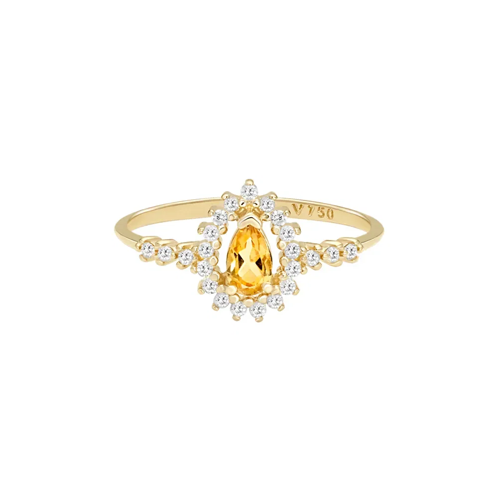 Anel Classic Cores em Ouro Amarelo 18k com Citrino e Diamantes