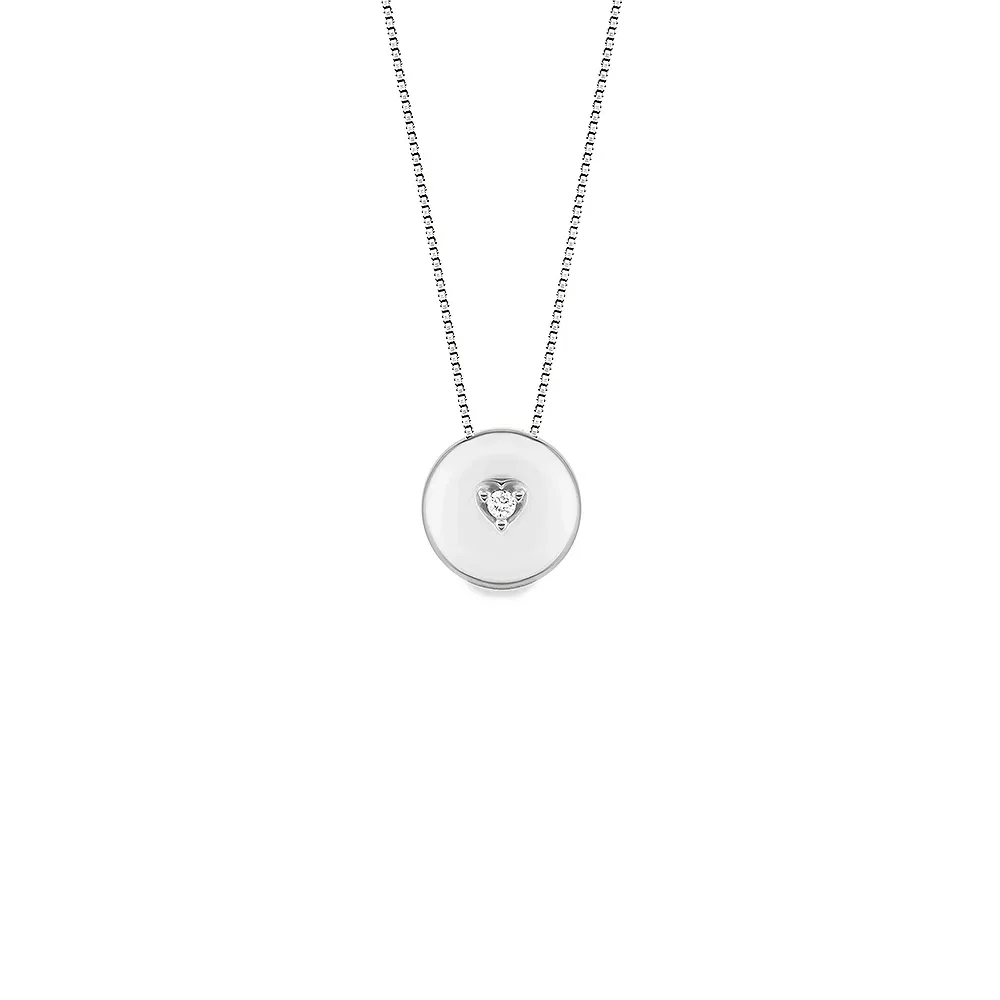 Pingente Mama em Ouro Branco 18k com Diamante, 7mm — imagem 1