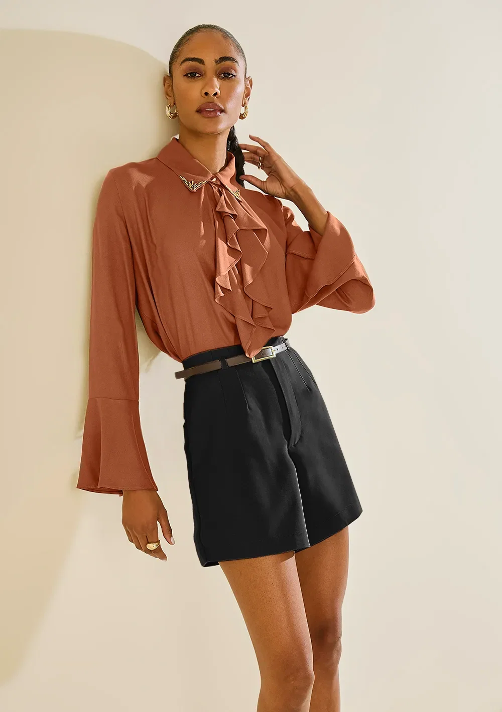 Shorts Morena Rosa Amplo Alta Preto — imagem 1