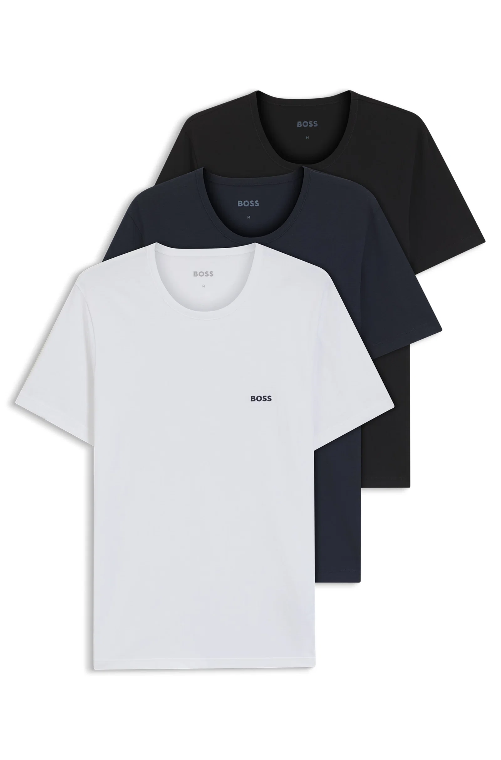 Pack De 3 Camisetas Em Algodão Com Logo Bordado