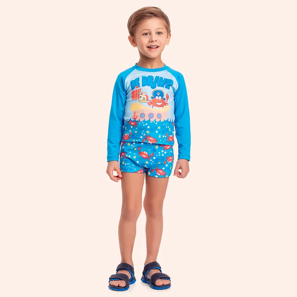 Conjunto moda praia camiseta manga longa e sunga boxer — imagem 1