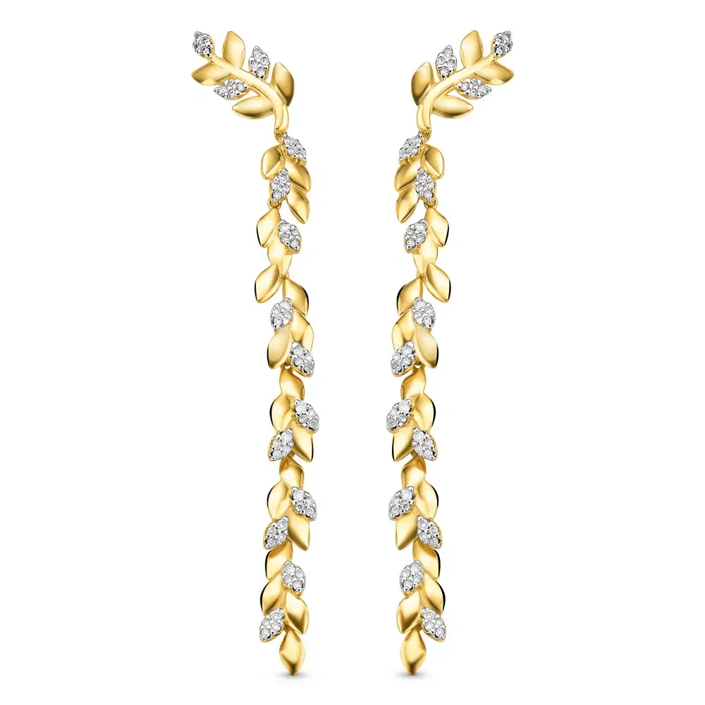 Brinco Nature em Ouro Amarelo 18k com Diamantes — imagem 1