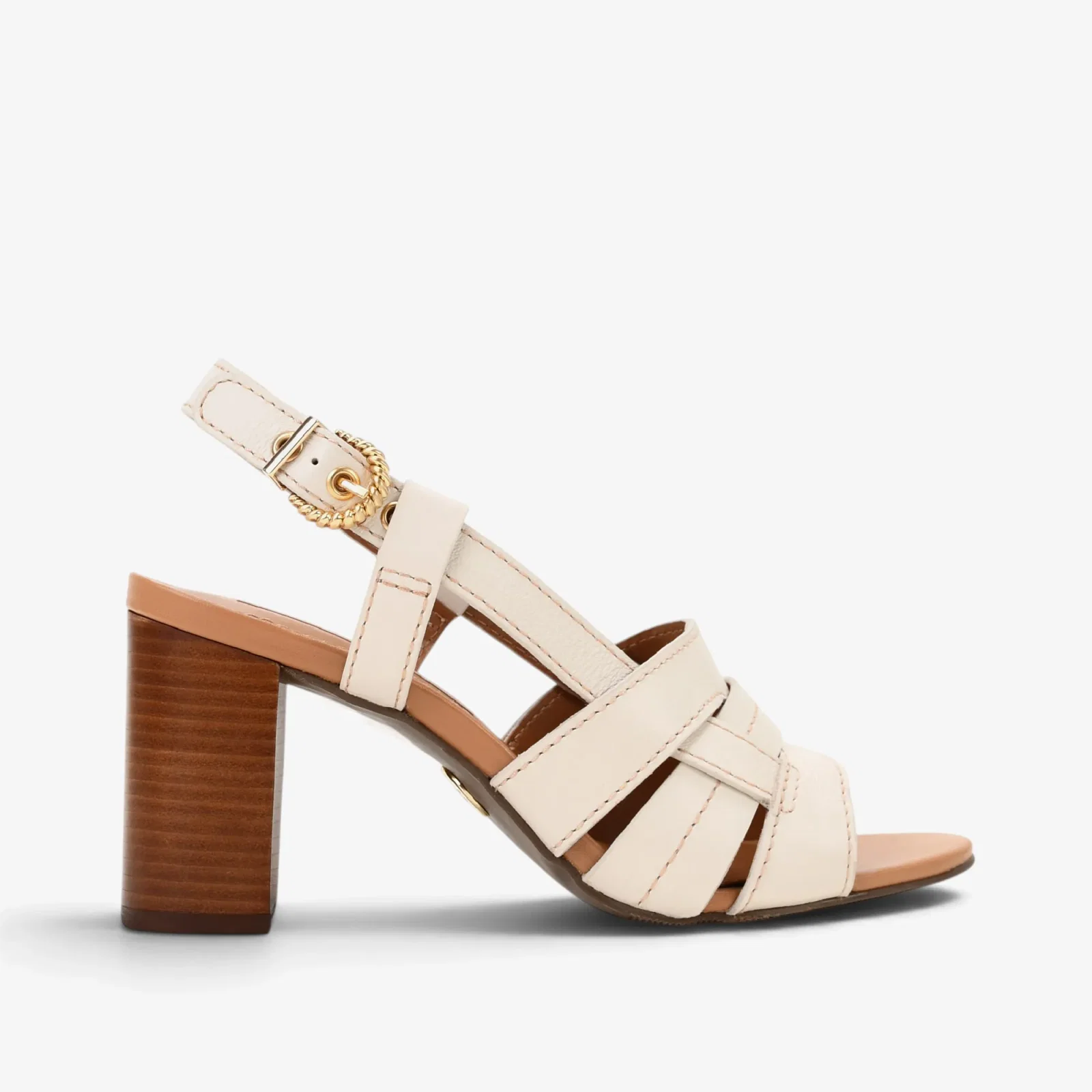 Sandália Off White Algodão Couro — imagem 1