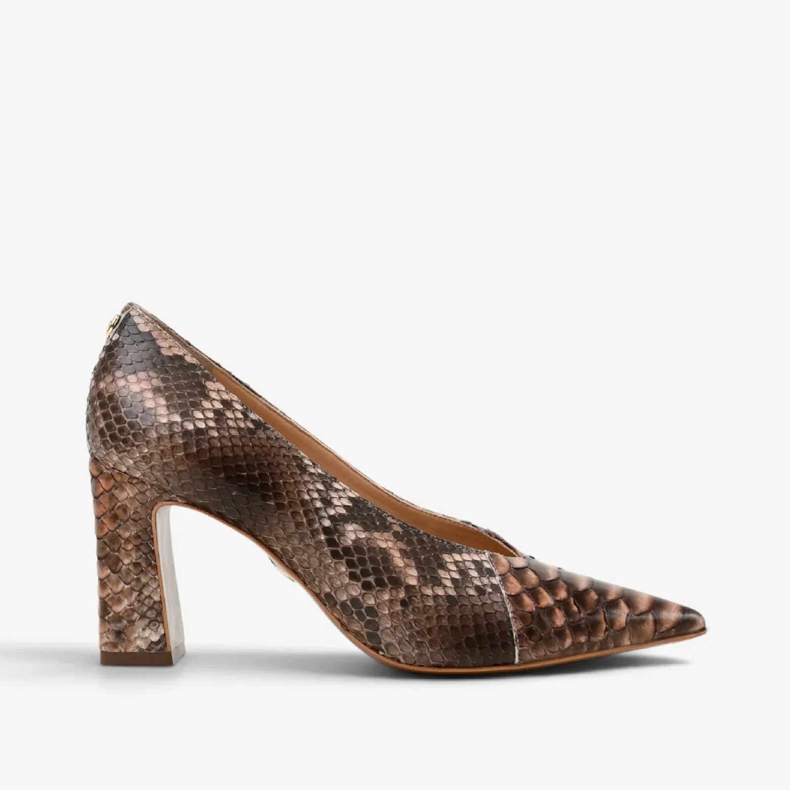Scarpin Salto Bloco Nude Quartzo Pele Cobra Python — imagem 1