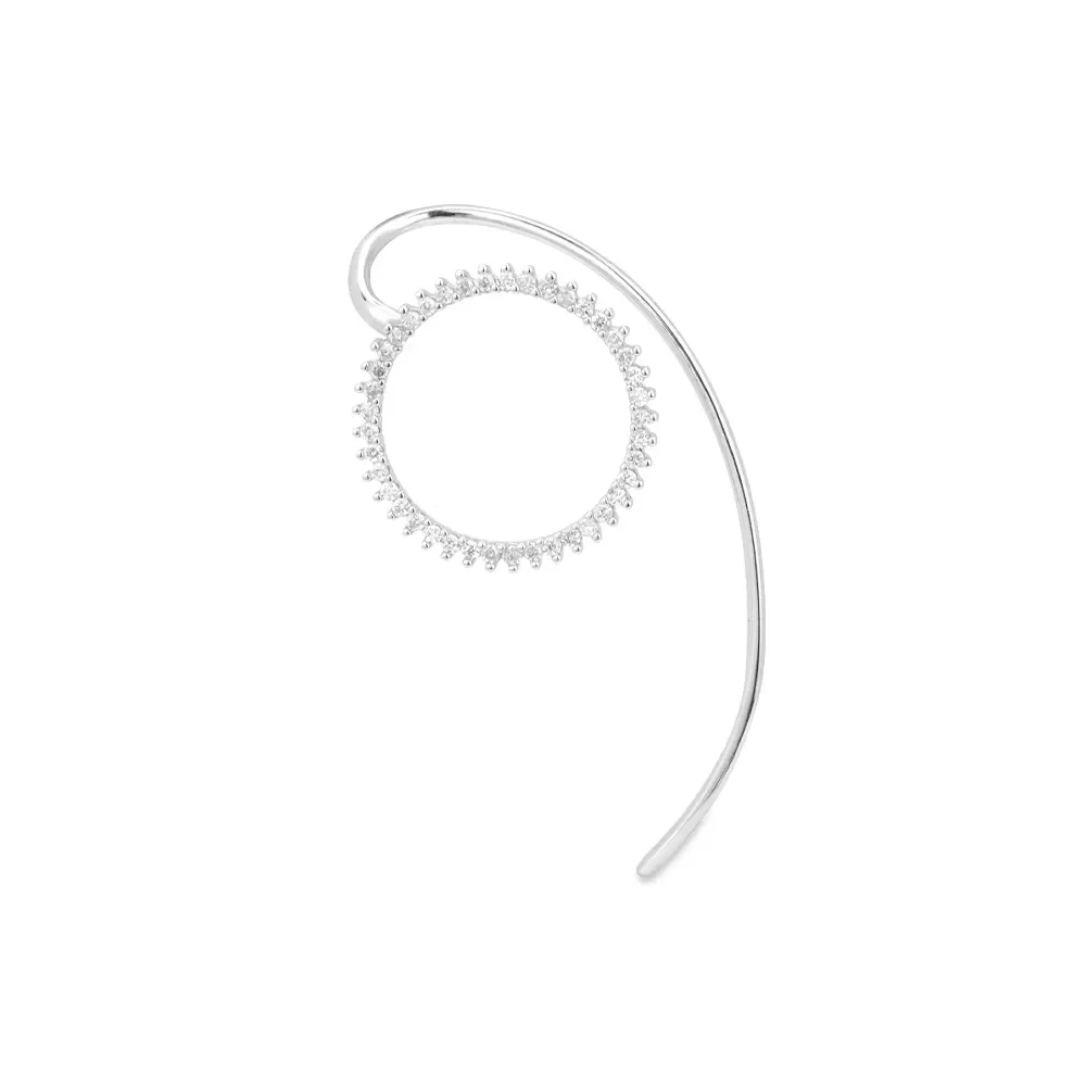 Brinco Único Circolare em Ouro Branco 18k com Diamantes — imagem 1