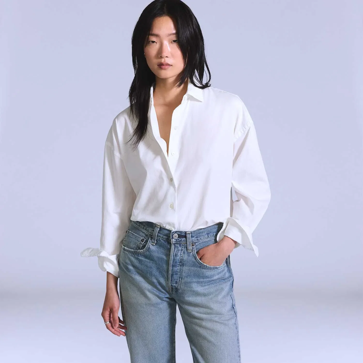Camisa Levi's® Blue Tab Core Woven Branca Manga Curta — imagem 1