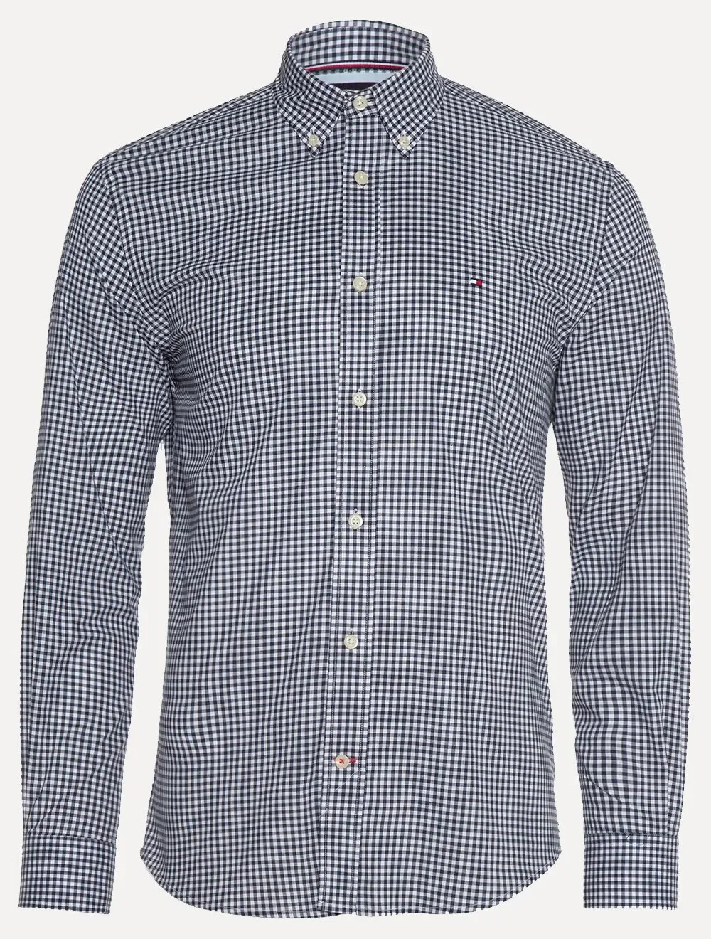 Camisa Tommy Hilfiger Masculina Xadrez Gingham Branca / Marinho