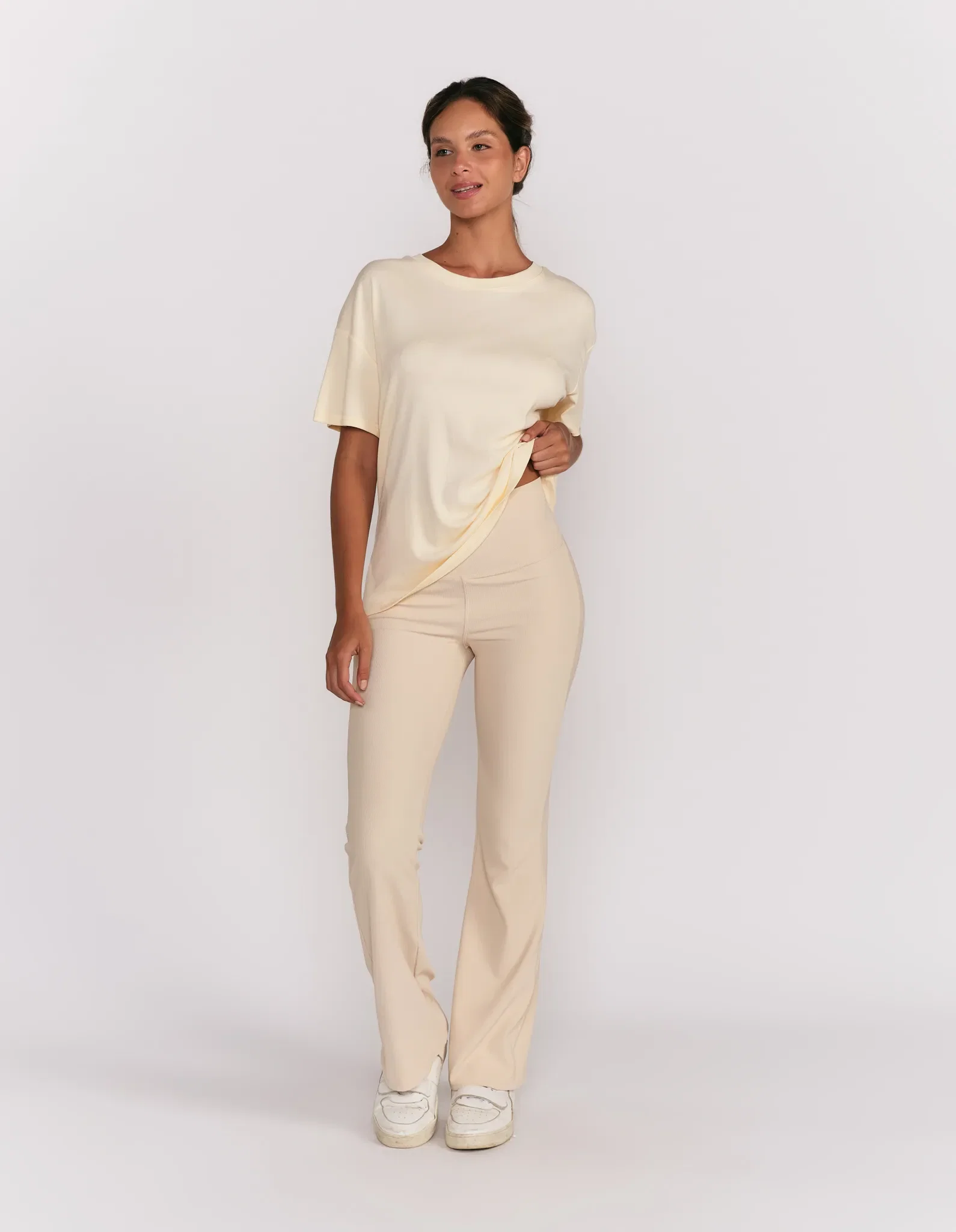 Calça Flare Cós Largo - Areia