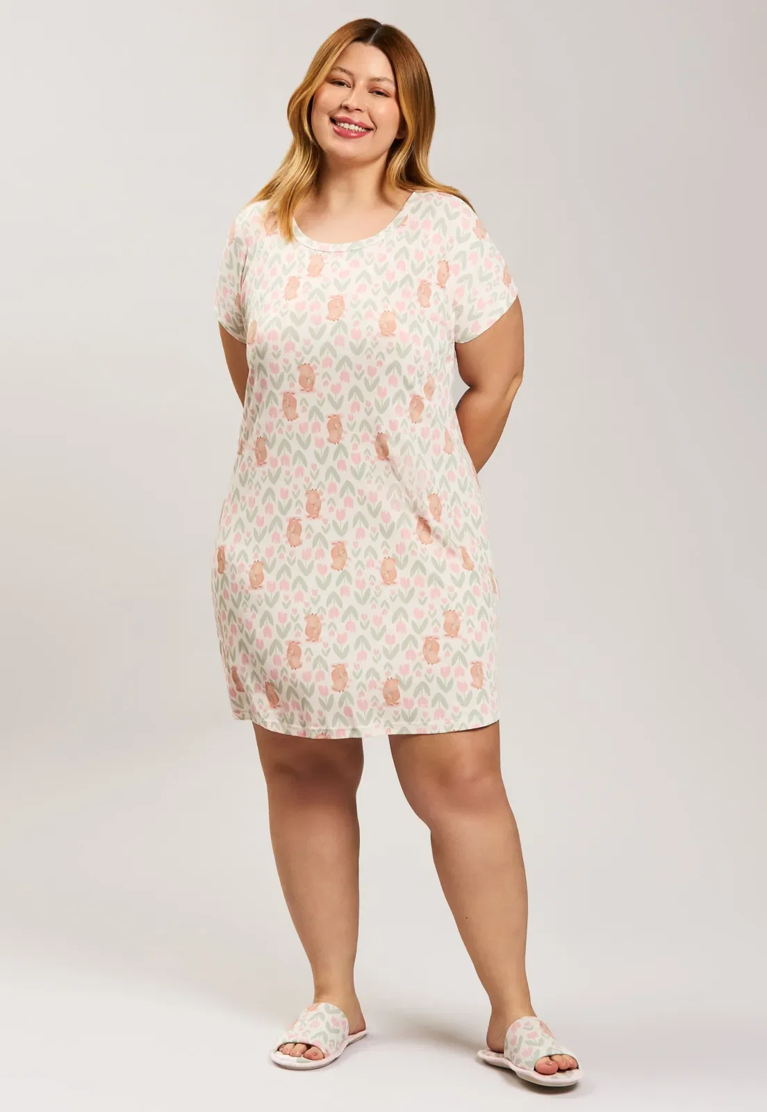 Camisola Plus Size De Microfibra Baunilha
