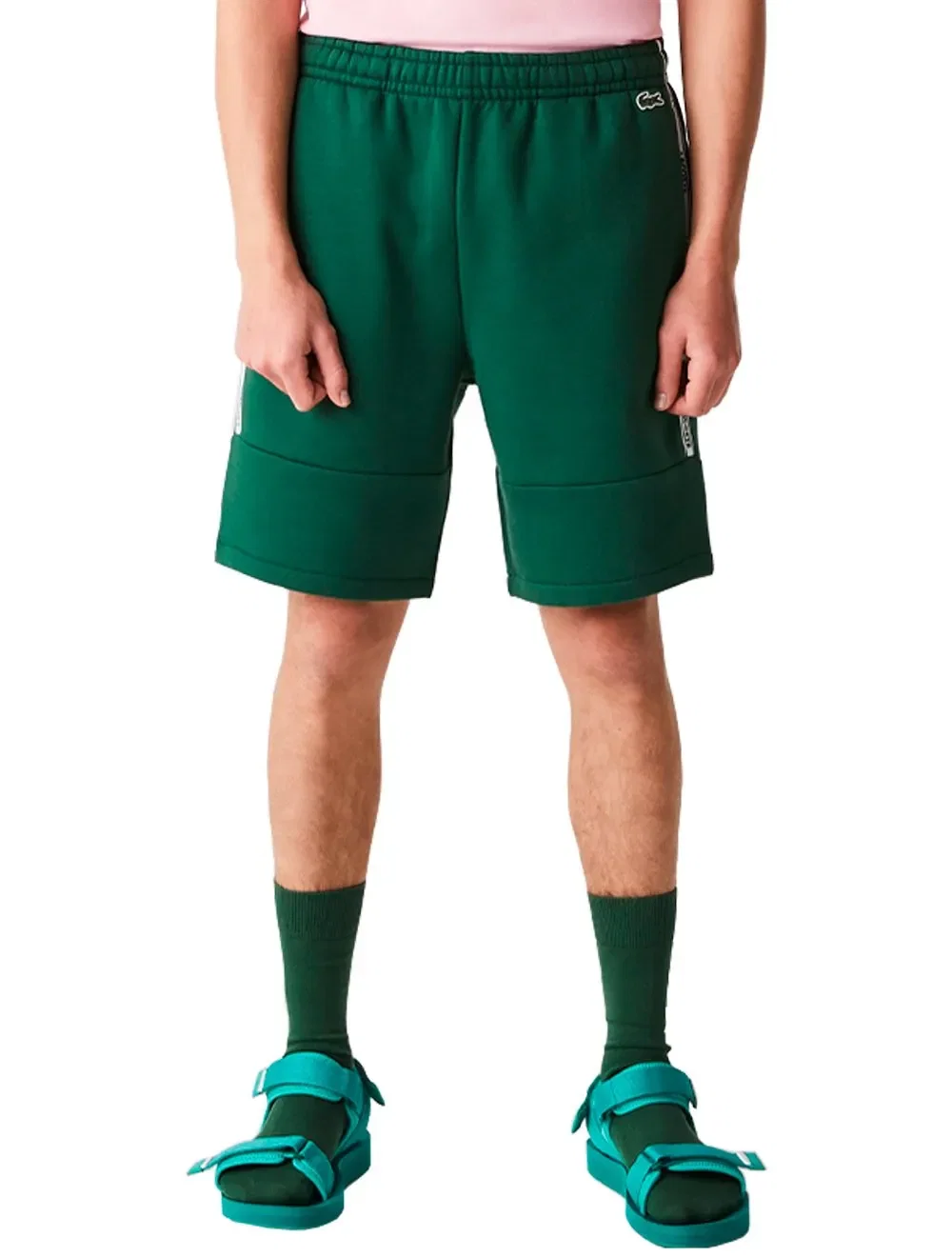 Bermuda Lacoste Masculina Moletom Fleece Signature Sash Verde