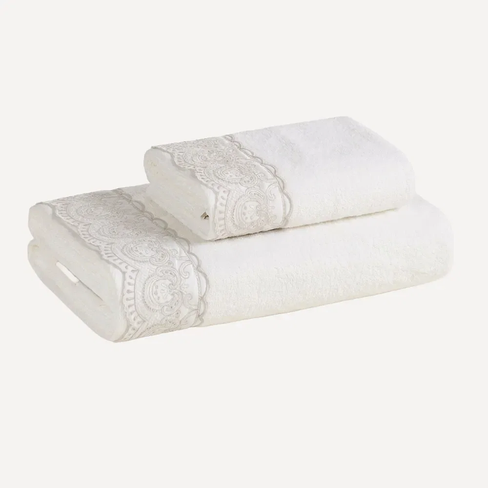 Kit Toalha Banhão e Rosto 100% Algodão Alice Branco — imagem 1