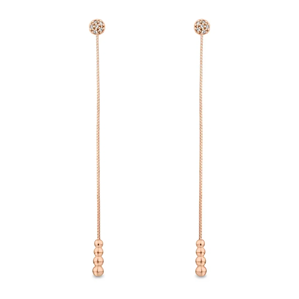 Brinco Life Pink Pavê em Liga Rosé com Banho de Ouro Rosé