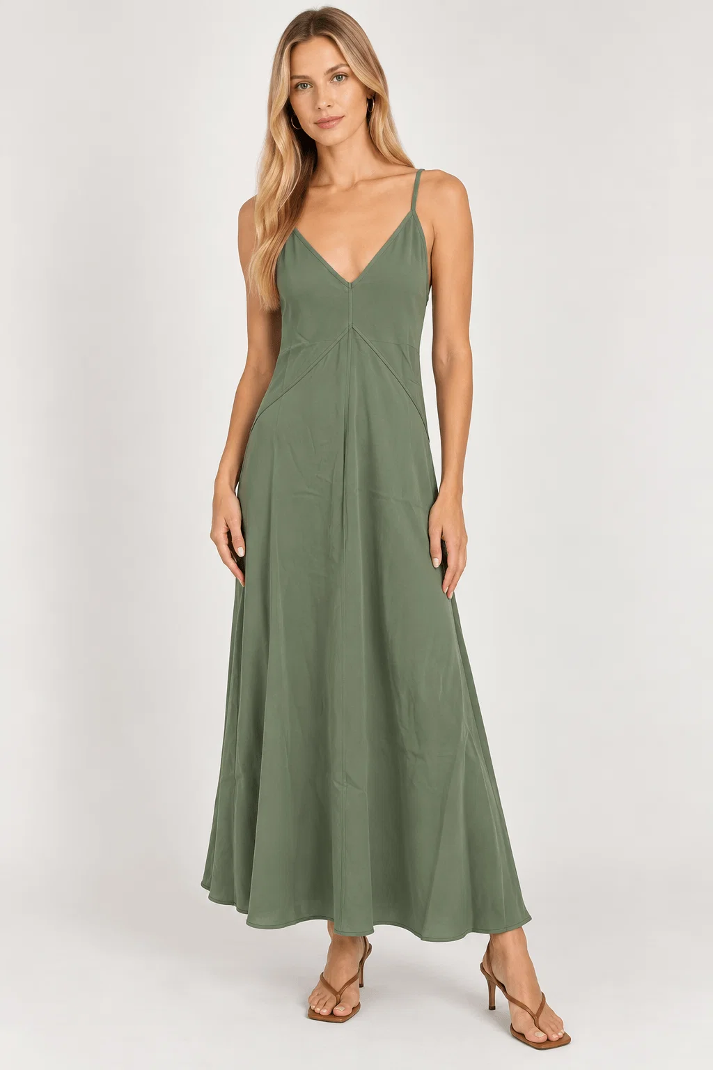 Vestido Midi Alças Finas - Verde