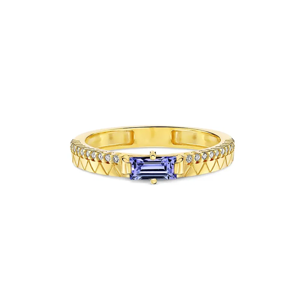 Anel Icona em Ouro Amarelo 18k com Tanzanita e Diamantes — imagem 1