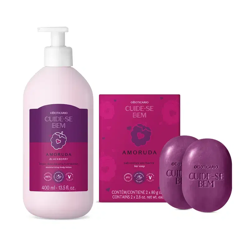 Combo Cuide-se bem Amoruda: Loção Corporal 400ml + Sabonetes Em Barra 2x80g