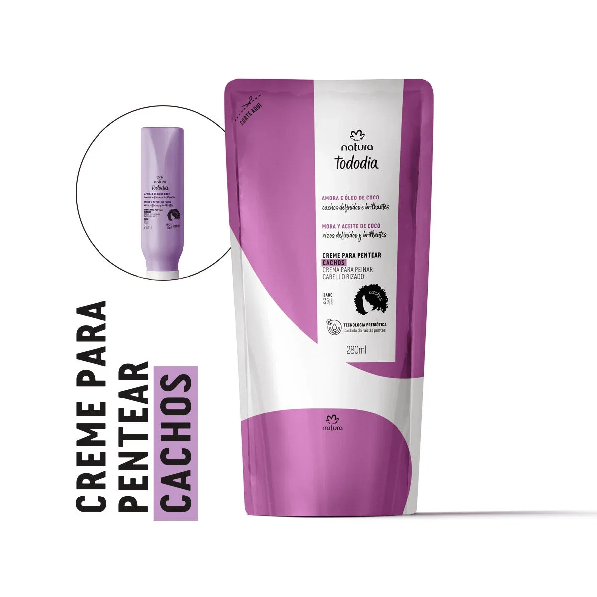 Refil Creme para Pentear Cachos Tododia Amora e Óleo de Coco 280 ml