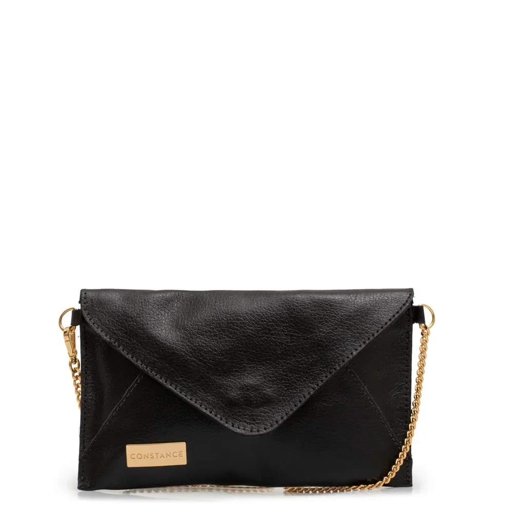 Mini Bolsa Couro Corrente Preta
