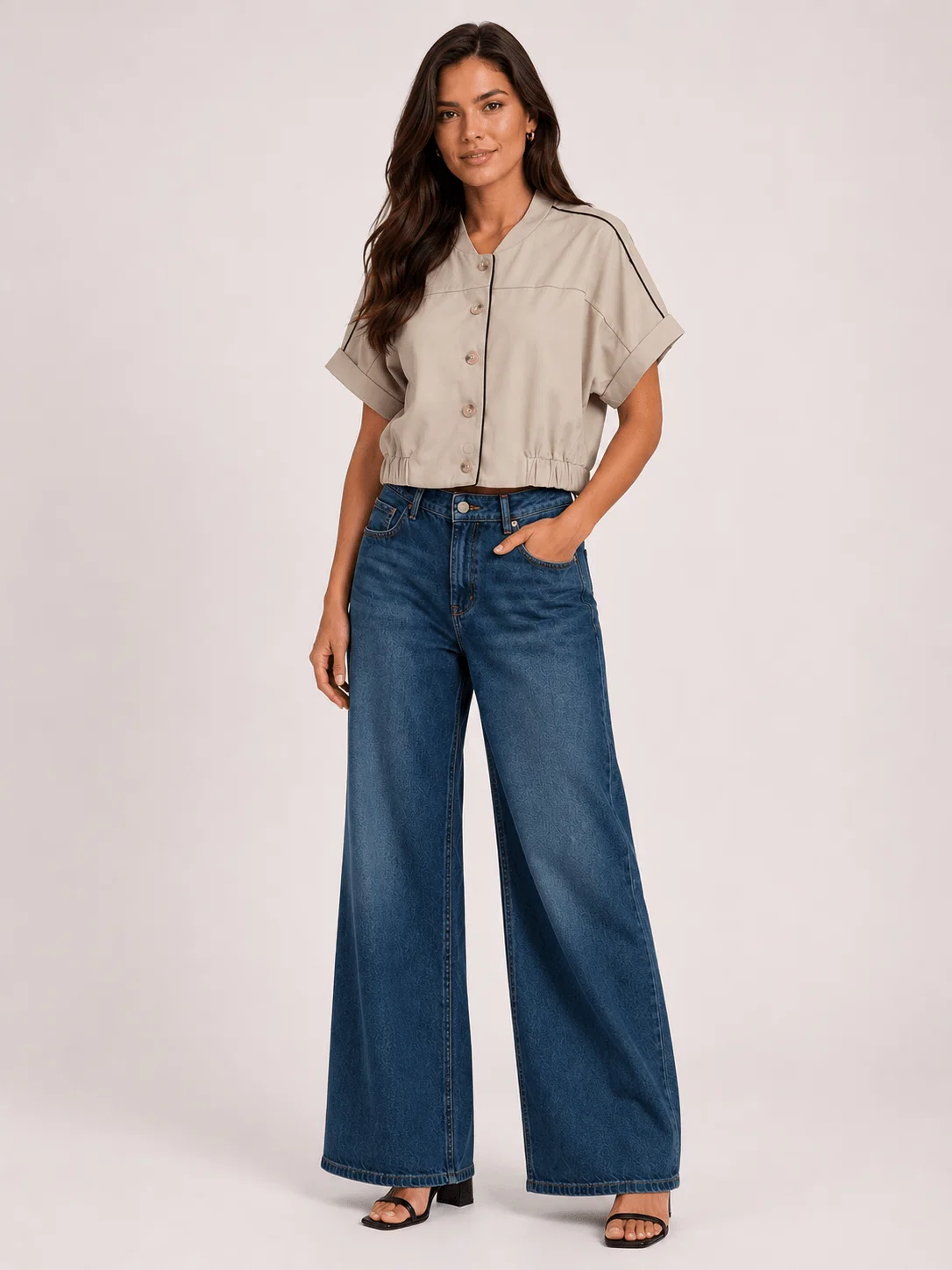 Blusa Detalhe Vivos Barra Elástico - Areia — imagem 1