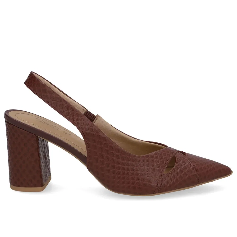 Slingback Vermelho Couro Bico Fino — imagem 1