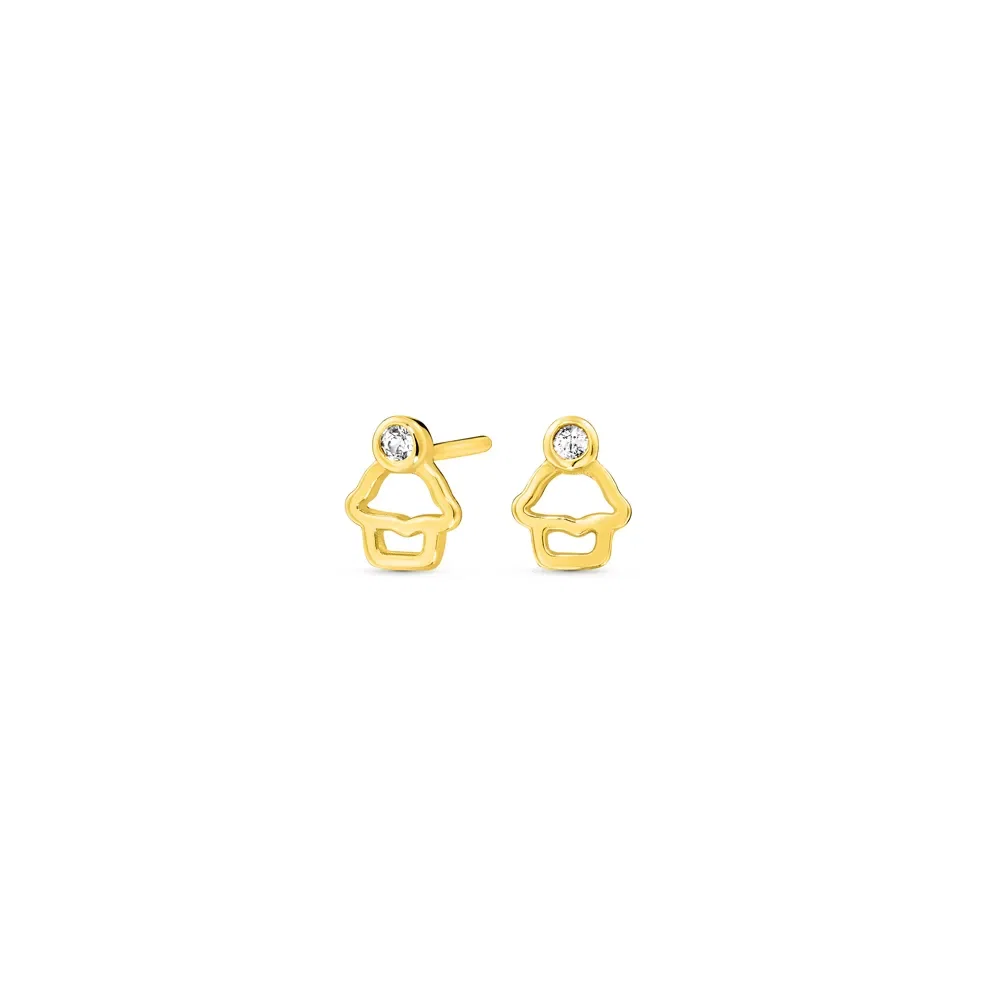 Brinco Baby Cupcake em Ouro Amarelo 18k com Safiras Incolores — imagem 1