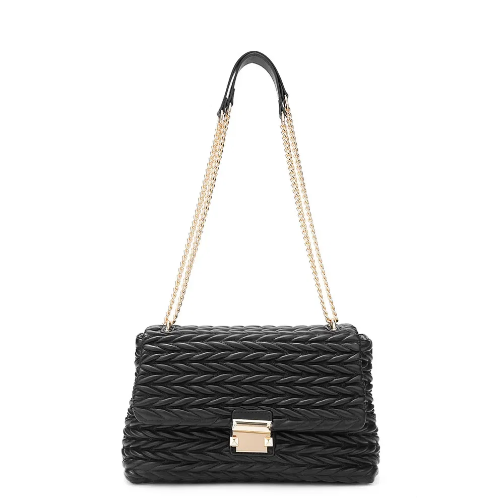 Bolsa de Ombro Texturizada Preta