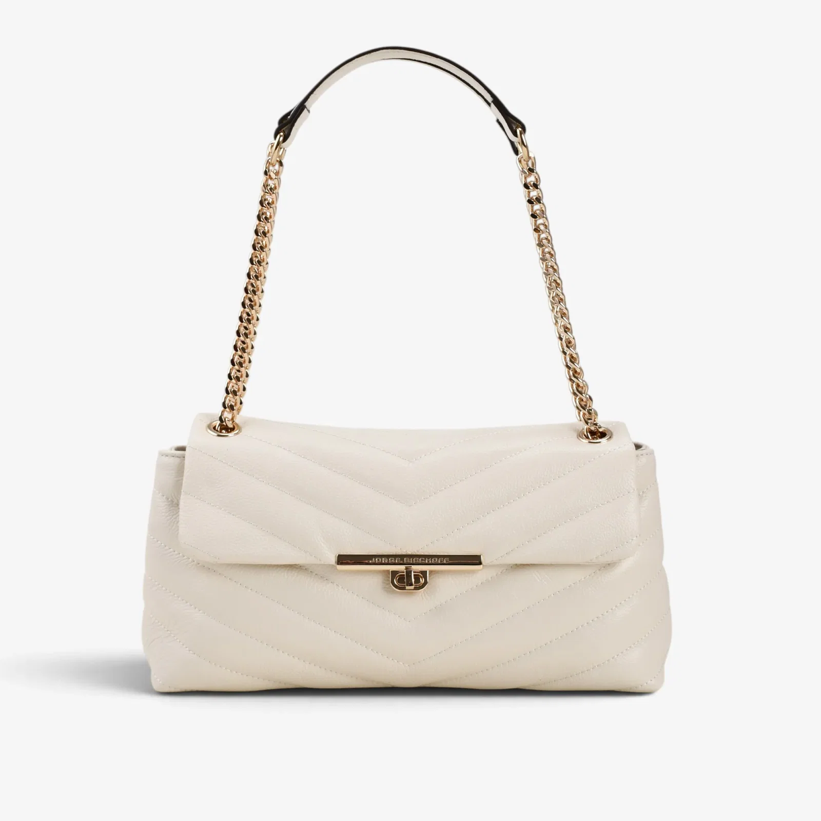 Bolsa De Ombro Mercedes Off White Algodão Couro